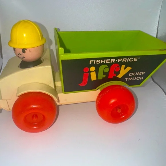 FISHER PRICE Jiffy Dump Truck PULL TOY #156 Vintage 1970 Little People Works - Picture 1 of 8
